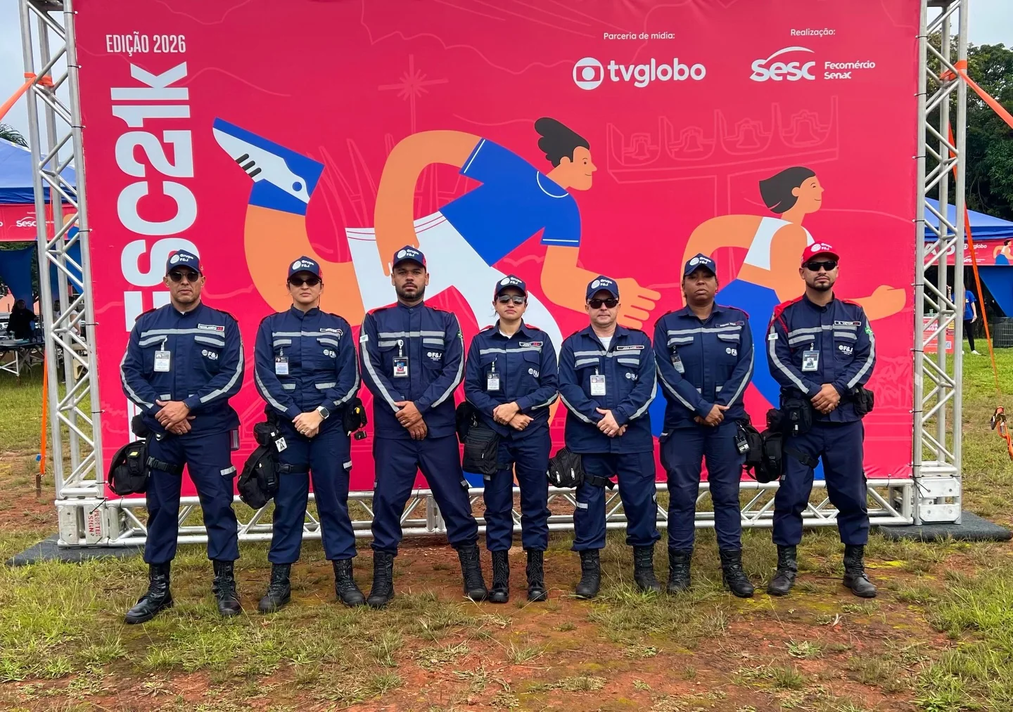 Brigadistas do Grupo F&J na cobertura de um evento esportivo